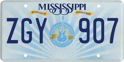 MS license plate ZGY907