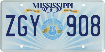 MS license plate ZGY908