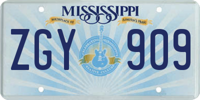 MS license plate ZGY909
