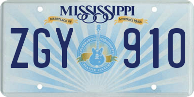 MS license plate ZGY910