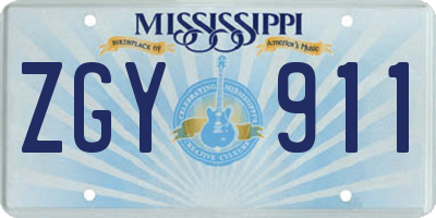MS license plate ZGY911