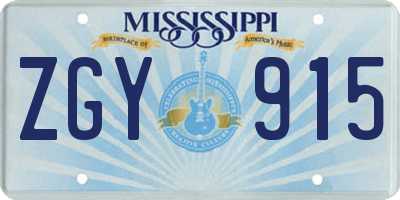 MS license plate ZGY915