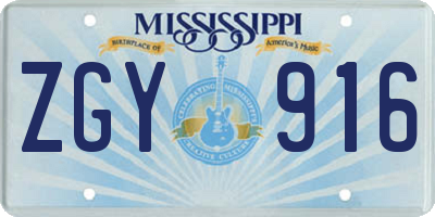 MS license plate ZGY916