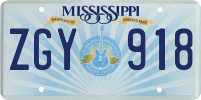 MS license plate ZGY918