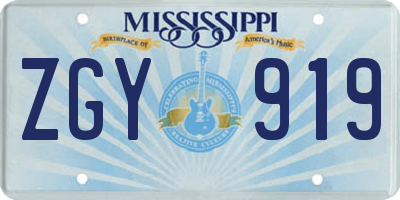 MS license plate ZGY919