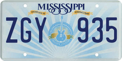 MS license plate ZGY935
