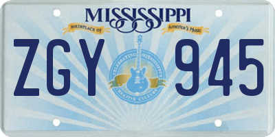MS license plate ZGY945
