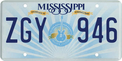 MS license plate ZGY946