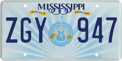 MS license plate ZGY947