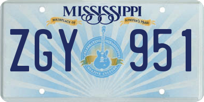 MS license plate ZGY951