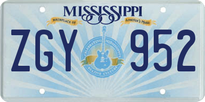 MS license plate ZGY952