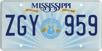 MS license plate ZGY959