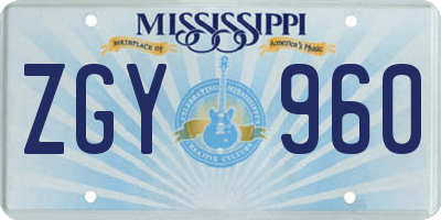 MS license plate ZGY960