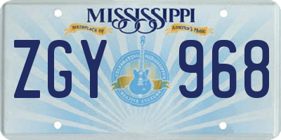 MS license plate ZGY968