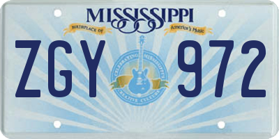 MS license plate ZGY972