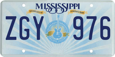 MS license plate ZGY976