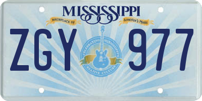 MS license plate ZGY977