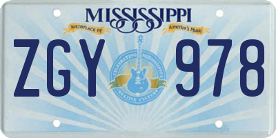 MS license plate ZGY978