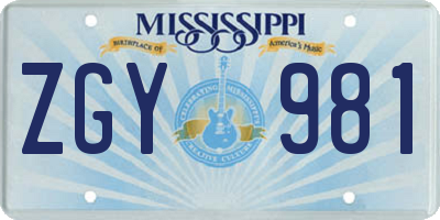 MS license plate ZGY981