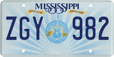 MS license plate ZGY982