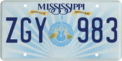 MS license plate ZGY983