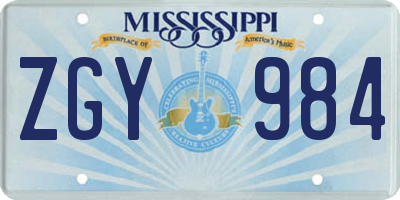 MS license plate ZGY984