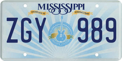 MS license plate ZGY989