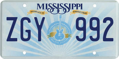 MS license plate ZGY992