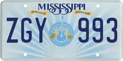 MS license plate ZGY993