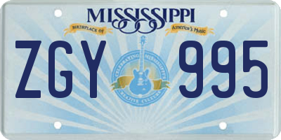 MS license plate ZGY995