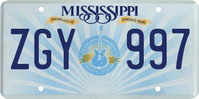 MS license plate ZGY997