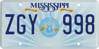 MS license plate ZGY998