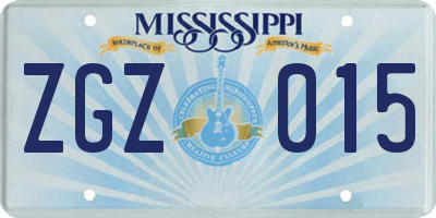 MS license plate ZGZ015