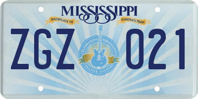 MS license plate ZGZ021