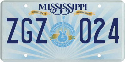 MS license plate ZGZ024