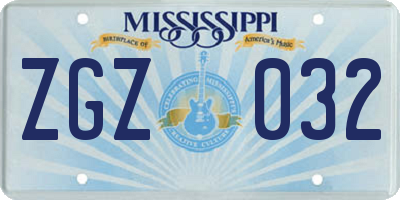 MS license plate ZGZ032