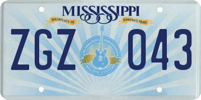 MS license plate ZGZ043