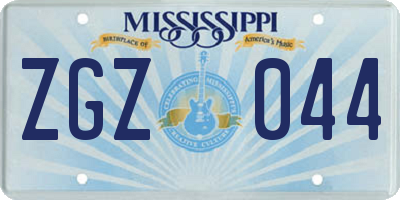 MS license plate ZGZ044