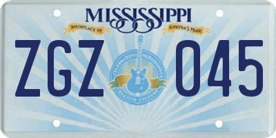 MS license plate ZGZ045