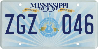 MS license plate ZGZ046