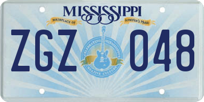 MS license plate ZGZ048