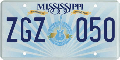 MS license plate ZGZ050