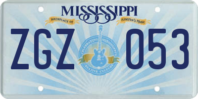 MS license plate ZGZ053