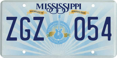 MS license plate ZGZ054