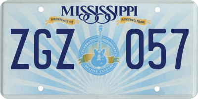 MS license plate ZGZ057