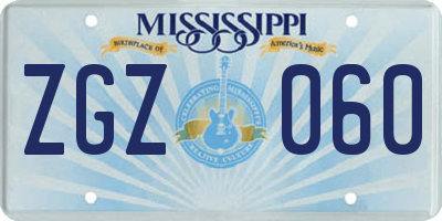 MS license plate ZGZ060