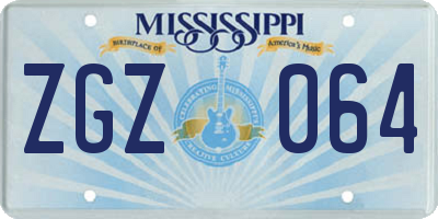 MS license plate ZGZ064