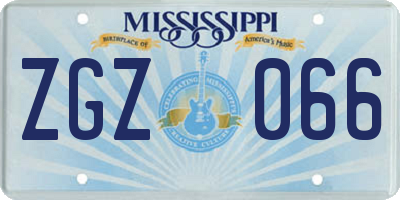 MS license plate ZGZ066