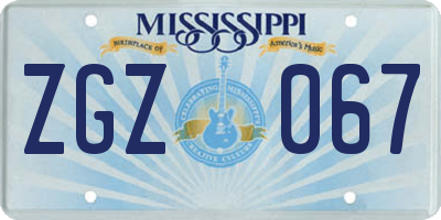 MS license plate ZGZ067