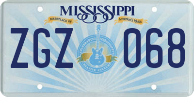 MS license plate ZGZ068